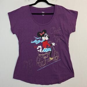 Minnie Mouse Disney French Paris Purple Short Sleeve T-shirt 2XL Poodle